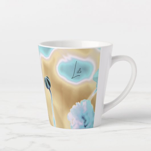 Belle Fleur Impression Petite Mug Latte (Droite)