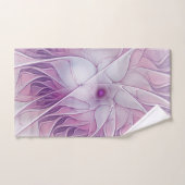 Belle Fleur Rose Moderne Art Fractal Abstrait (Serviette à main)