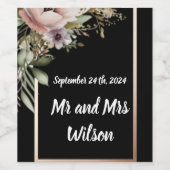 Belle Fleur rose sur Mariage Rose Vin Étiquette (Étiquettes simples)