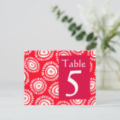 Belle fleur rouge funky Numéro de table Carte post (Debout devant)