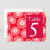 Belle fleur rouge funky Numéro de table Carte post (Devant / Derrière)