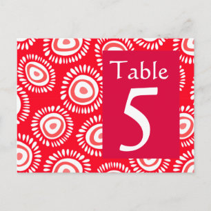 Belle fleur rouge funky Numéro de table Carte post