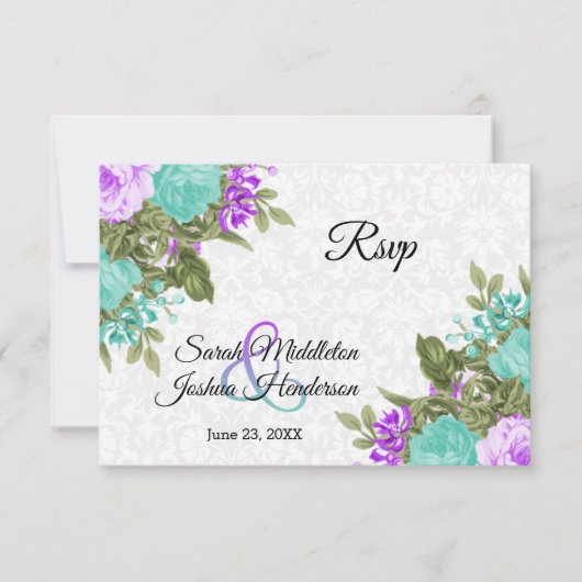 Belle Fleur violette et Turquoise - RSVP (Devant)