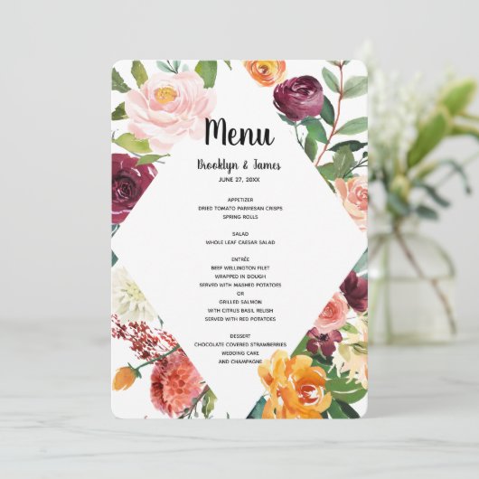 Belle Fleurs d'automne Menu Mariage (Debout devant)