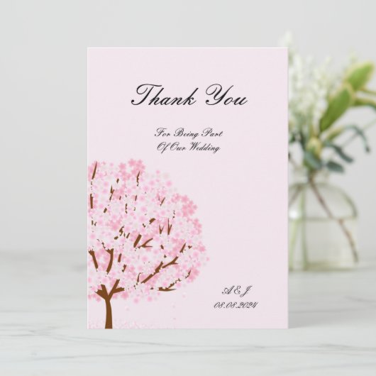 belle fleurs de cerisier mariage carte de remercie (Debout devant)