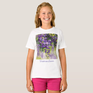 Belle Fleurs De Wisteria En T-Shirt Aquarelle