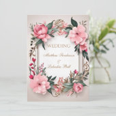 Belle fleurs florales Mariages modernes Invitation (Debout devant)