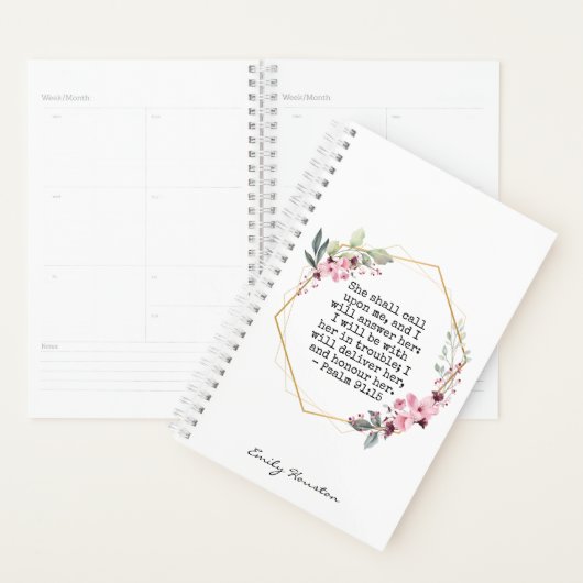Belle Fleurs Psaume 91 Planner (Devant avec enveloppe)