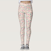 Belle Fleurs Roses Beige Motifs Leggings (Devant)
