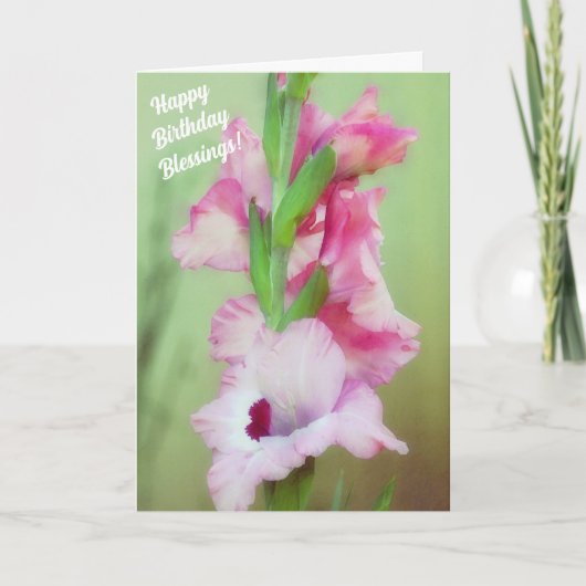 Belle Fleurs Roses Bible Foi Anniversaire Carte (Devant)