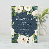 Belle Fleurs Turquoise Quinceanera Invitation (Debout devant)