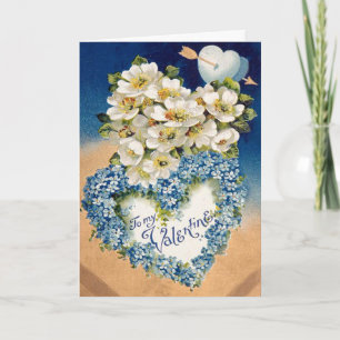 Belle Fleurs Vintages Coeur Saint Valentin Carte