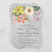 Belle floraison Faire-part de mariage / Gris (Devant / Derrière)