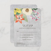 Belle floraison Mariage carte RSVP | Gray | PERSON (Devant / Derrière)