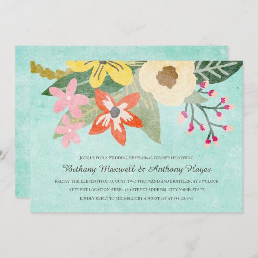 Belle floraison Répétition Dîner Invitation (Devant / Derrière)