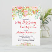 Belle Floral Adulte Anniversaire Invitation (Debout devant)