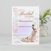 Belle Floral Feminine nuptiale Invitation (Debout devant)