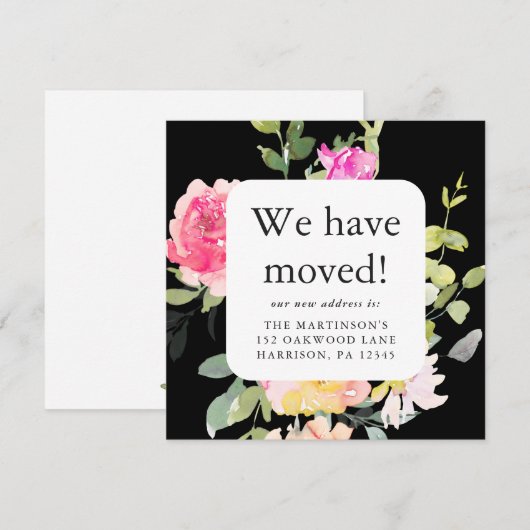 Belle Floral Moving Faire-part Nouvelle adresse (Devant / Derrière)