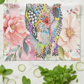 Belle Floral Pastel Chat Serviette de cuisine (Plié)