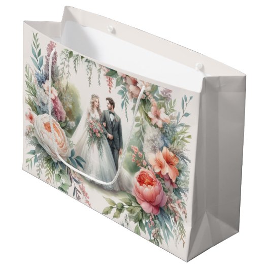 Belle Florale Mariage avec Sac cadeau de mariée Gr (Devant Angle)