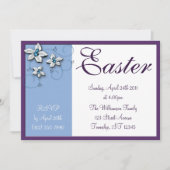 Belle florale Pâques Bleu Invitations (Devant)