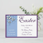 Belle florale Pâques Bleu Invitations (Debout devant)