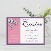 Belle florale Pâques rose vacances Invitations (Debout devant)