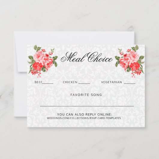 Belle Flore rouge - RSVP / Choix de repas (Dos)