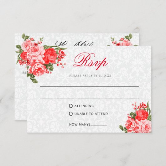 Belle Flore rouge - RSVP / Choix de repas (Devant / Derrière)