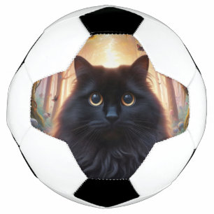Belle Fluffy Chat Noir avec yeux or