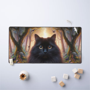 Belle Fluffy Chat Noir avec yeux or