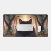 Belle Fluffy Chat Noir avec yeux or (Clavier et souris)