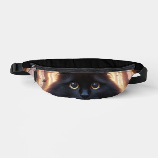 Belle Fluffy Chat Noir avec yeux or (Recto)