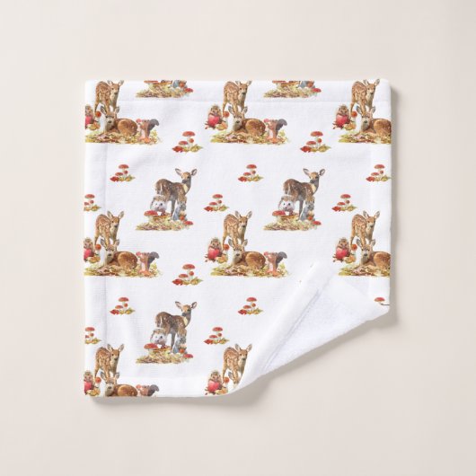 Belle Forêt Animale Automne Motif Art (Gant de toilette)