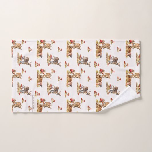 Belle Forêt Animale Automne Motif Art (Serviette à main)
