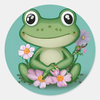 Belle Froggy avec Sticker Fleurs Roses