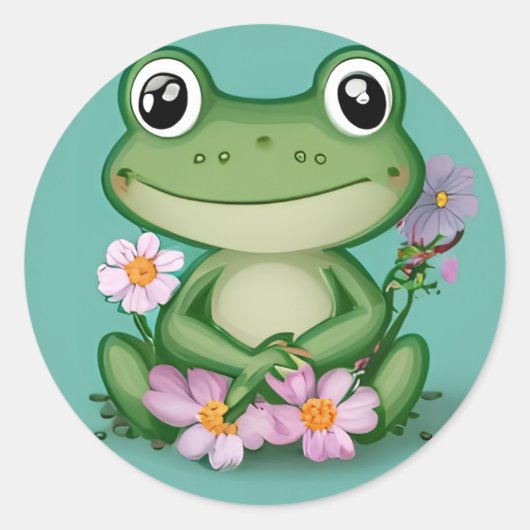 Belle Froggy avec Sticker Fleurs Roses (Devant)