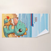 Belle glace manger dino à la plage (Serviette de bain)