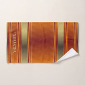 Belle Golden Orange Et Bandes dorées Géométrique (Serviette à main)