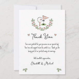 Belle Golf Mariage à thème Carte de remerciements 