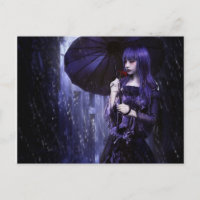 Belle Goth Girl in Rain Carte postale