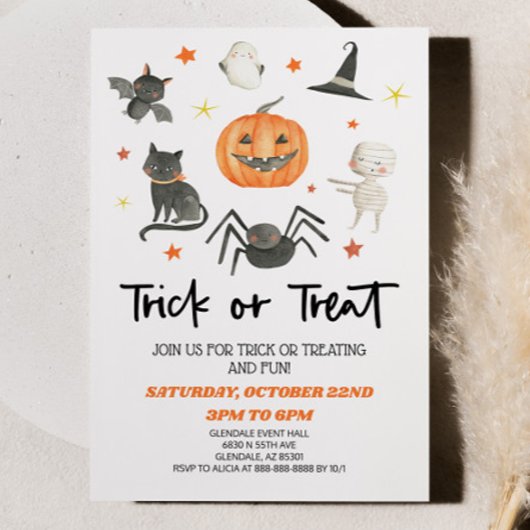 Belle Halloween Trick ou Treat Party Invitation