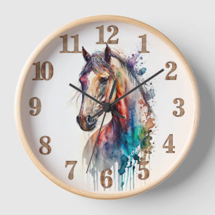 Belle Horloge Cheval Colorée