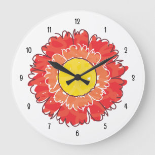 Belle horloge murale de fleur - rouge