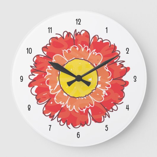 Belle horloge murale en fleurs - Rouge (Recto)