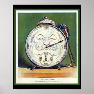 Belle horloge Vintage Poster 1909 Politique Humour