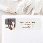 Belle Horse d'hiver Retour Adresse Étiquettes (En situation)