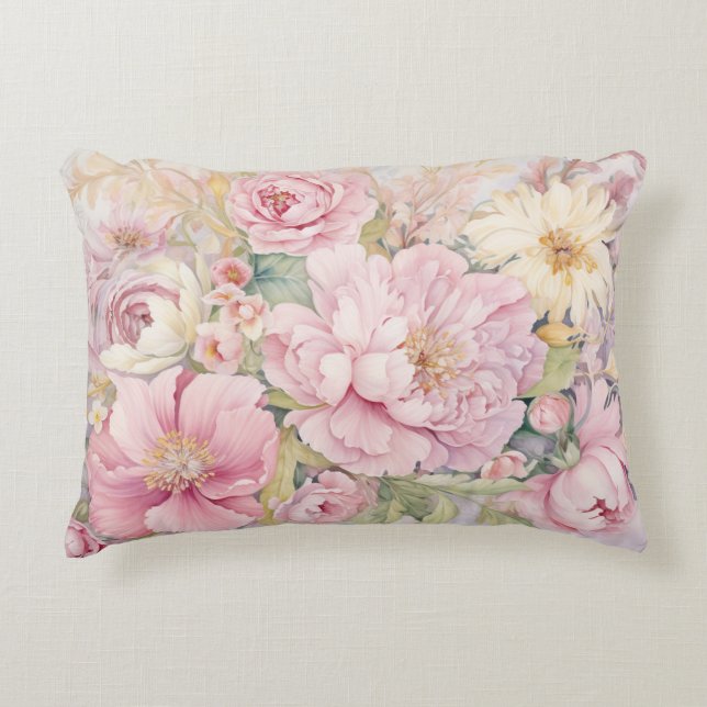Belle housse de coussin à pivoines roses (Devant)