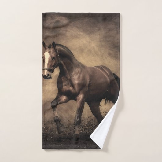 Belle housse de coussin de cheval brun (Serviette à main)