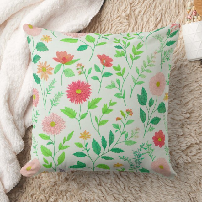 Belle housse de coussin florale botanique. (Couverture)